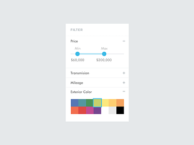 Car Filter WIP accordion car color picker colors filter pricing rainbow