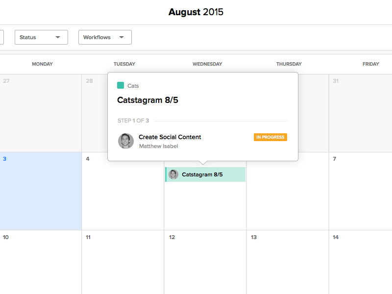 Calendar Popover task status steps ui tooltip popover calendar