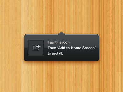 Add to Home Screen popover add app bookmark install ipad popover tap tooltip ui