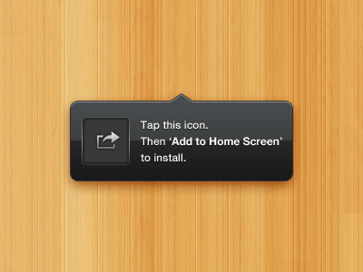 Add to Home Screen popover