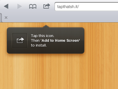 Add to Home Screen popover 2 add app bookmark install ipad popover tap tooltip ui