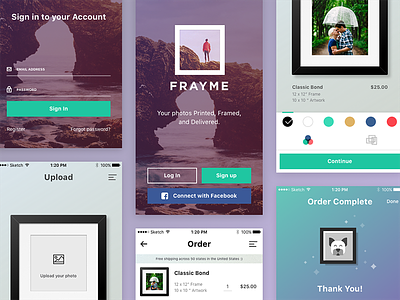 Frame App (Frayme) color selector frame editor ios app iphone app launch screen login photo upload sign up uploader