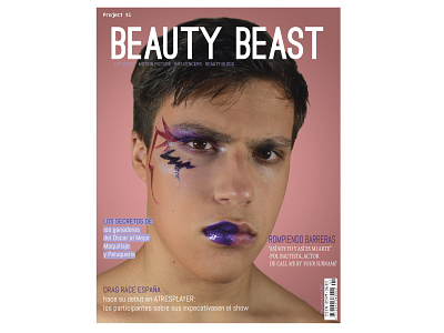 Make up magazine "Beauty beast". Sample design fashion magazine make up style