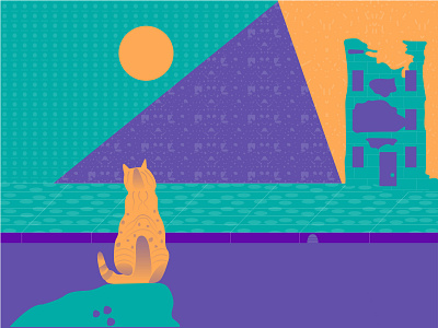 Cat illustration with composition technique cat composition design graphic design illustration vector