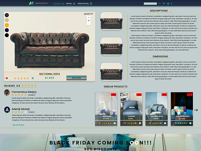 Maynooth Furniture Product Page Web Design design graphic design ui uiux ux webdesign