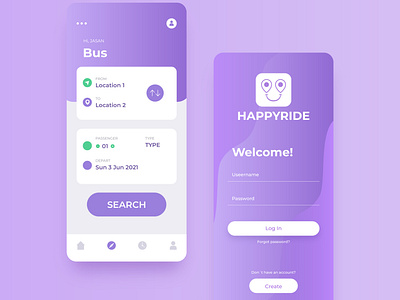 Happy Ride | City Bus Transportation App UI Design