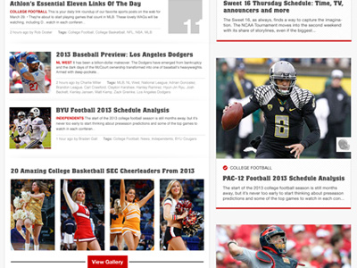 Athlon Sports Website Infinite Scroll UI