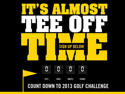 Custom Golf Game Teaser page black golf typography yellow