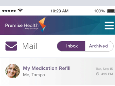 Animated Mobile Secure Message Inbox New Message accordion interaction clean healthcare design mailbox ui simple