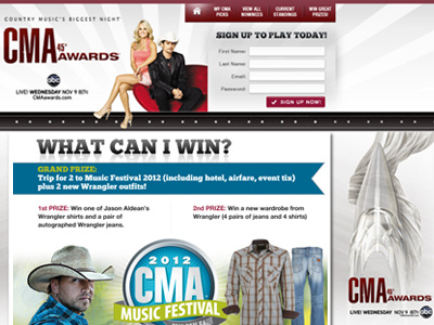 CMA Awards Web Design abc cma country music custom client promotion ui web