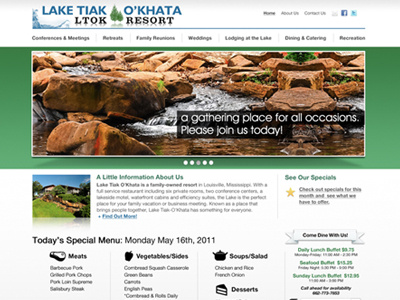 Lake Tiak O'Khata Website mock clean css icons minimal ribbon simple web web design