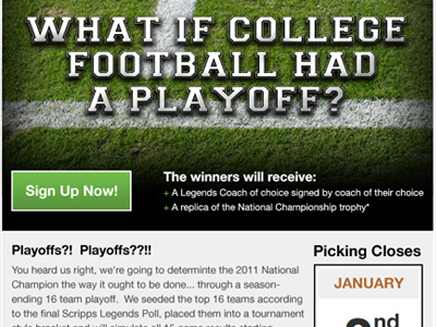 College Football Playoff Facebook App Newsletter athlon sports college football e newsletter design email