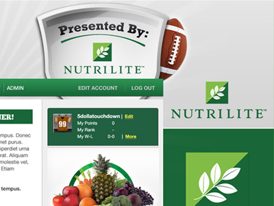 Nutrilite Pro Football Custom Game gray green kurt warner navigation nutrilite pro football