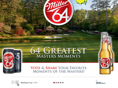 Miller 64 Custom Facebook App Masters Moments Concept beer facebook app golf miller 64 pga the masters