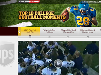 UPS Top 10 College Football Moments Video Microsite Concepts college football slide uiux ups videos