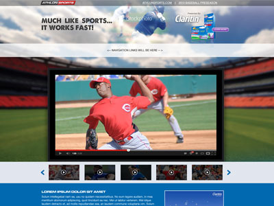 Claritin Baseball Microsite Concept baseball carousel claritin hdtv mlb pitcher video site