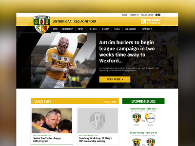 Antrim GAA Homepage antrim gaa homepage photoshop ui website