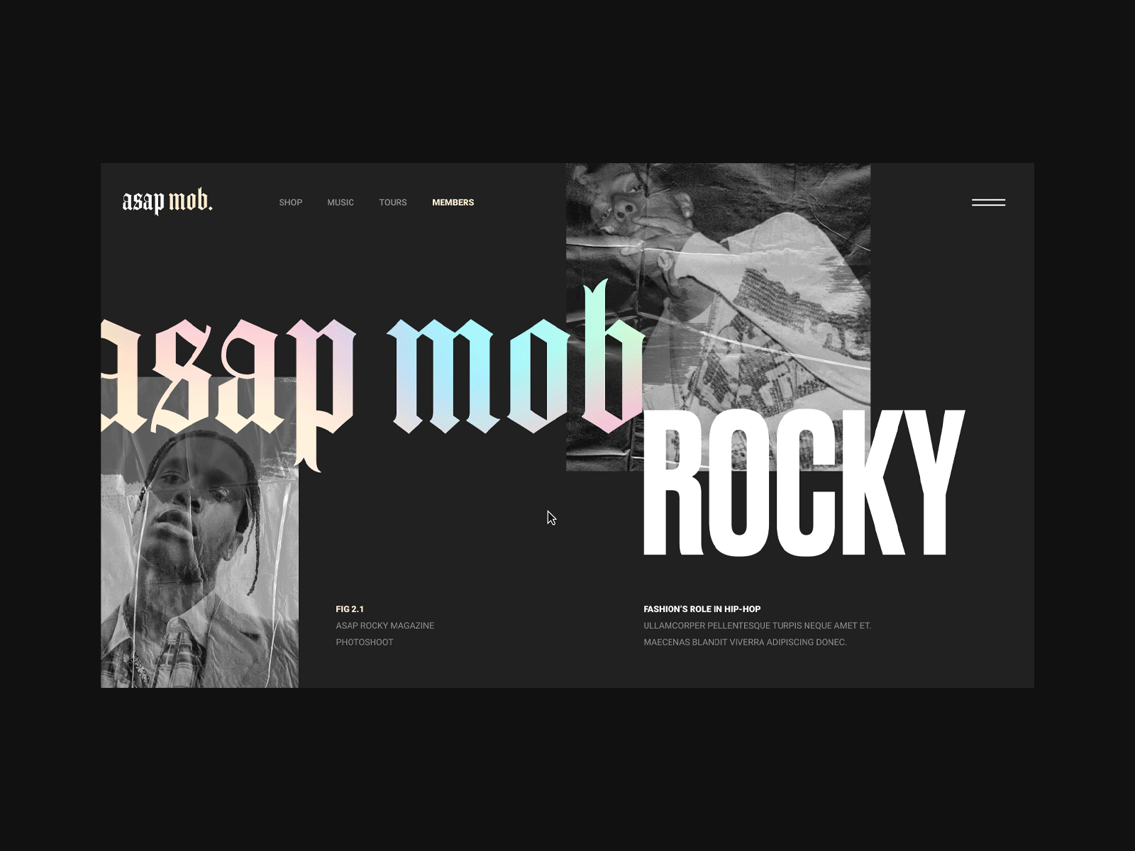 ASAP Mob asap asap rocky digital ferg grid hip hop mob music rap redesign ui ux web website websites