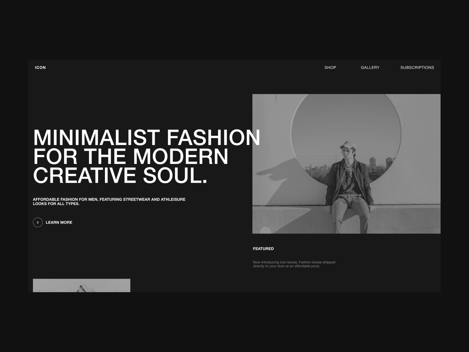 Icon Website desktop fashion grid icon identity layout lookbook mens mobile monochromatic photography responsive subscribe typography ui ux website