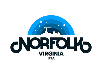 Norfolk Custom Type blue custom emblem landscape logo logotype night norfolk patch typography virginia