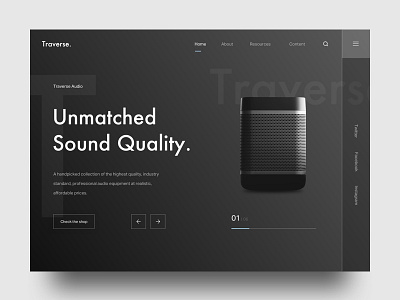 Traverse Site audio design grid interface layout navigation site ui ux web