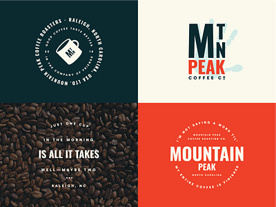 Mountain Peak Coffee 2 beans brand branding coffee design digital lockup logo mark mobile mountain peak roasts