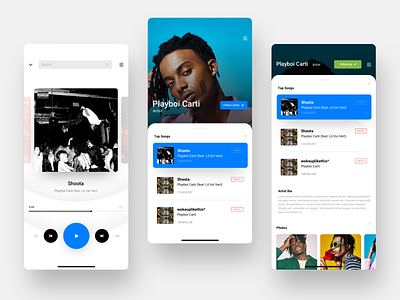 Music App UI app branding digital hip hop icon iconmoon identity music music app player rap song typography ui ui ux design ux web