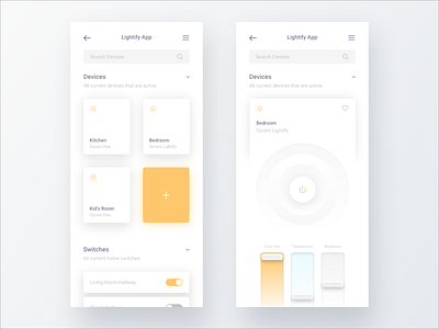 Lightify App Redesign android app button design digital icon identity iphone light mobile screens typography ui ui ux ux web