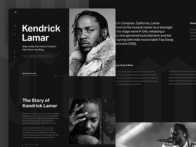 Kendrick Lamar Site Concept branding design fonts grid hip hop icon identity kendrick kendrick lamar lamar layout music swiss type typograph typography ui ui ux