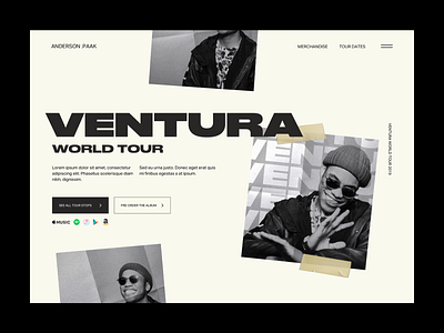 Anderson .Paak Ventura Tour Site Concept album anderson .paak design grid hip hop interactive layout music photography site soul tour typogaphy ui ux ux ui ventura web website