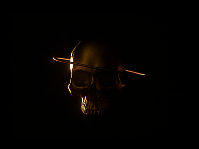 Skull WIP 3d 4d cinema 4d dark gold halo interaction interactive lighting motion motion design movement octane photo render rendering shadows
