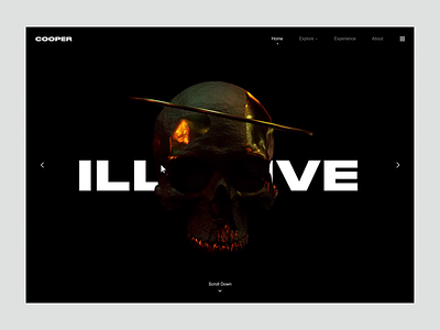 Illusive Interaction 3d c4d cinema 4d grid icons identity interaction interactive lighting model motion render skull system type typography video web website websites