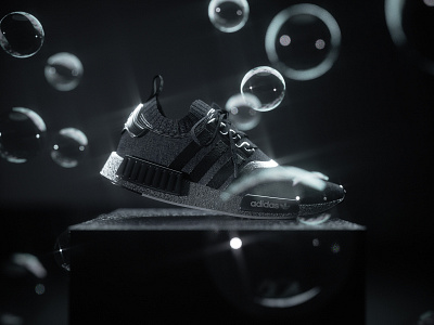 Adidas NMD adidas black bubbles cinema 4d design digital engine laces lighting model nmd octane octanerender shoe still life texture white