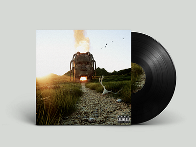 Days After Astro Vinyl 3d birds cinema 4d design digital grid la flame landscape landscape design maxon mountains octane render sun travis scott