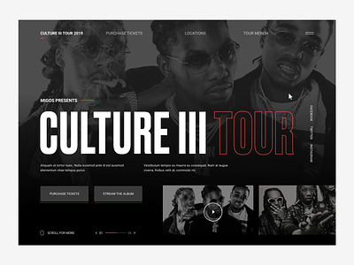 Migos Culture III Website Concept branding desktop digital hip hop layout menu migos nav rap rapper typography web website