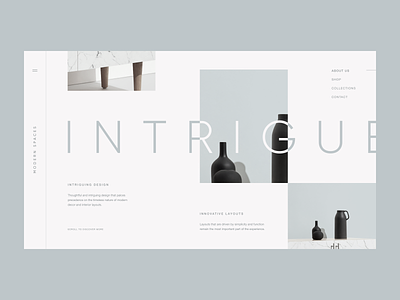 Modern Spaces app design furniture grid identity interior layout modern typography ui ux vase web website