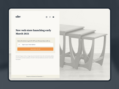 Coming Soon comingsoon ecommerce furniture store source sans pro source serif pro ui ux vintage web design