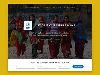 International Justice Mission - Concept landing page nonprofit social justice web design
