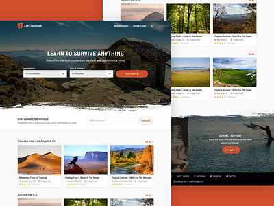 LiveThrough Landing Page courses directory landing page ui ux web design