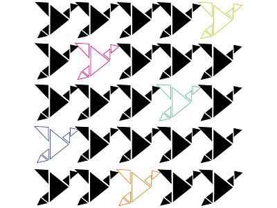 Origami Birds art print birds mid mod origami pattern