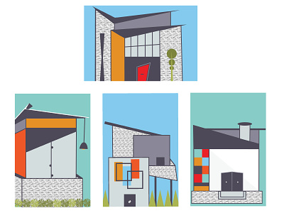 Mid Mod Houses angles architecture art prints houses illustration lines mid century modern mid mod