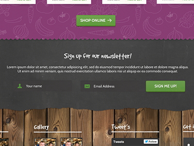 Newsletter sign up chalkboard form green grunge input pattern purple sign up texture wood