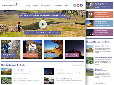 National Park Homepage concept homepage mobile nature news park responsive search ui ux video web design