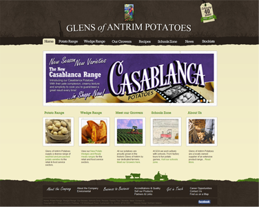 Glens of Antrim Potatoes brown green grunge ireland natural ui design web design web interface