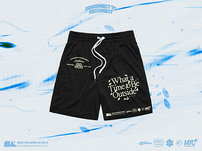 'What a Time to Be Outside' Boys Archive x MTC (Shorts) blue clothing brand earth grain texture graphic graphicdesign logotype nature planet poster texture typogaphy