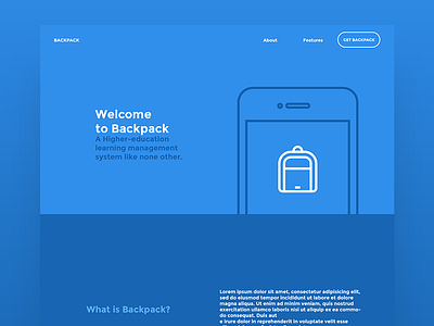 Backpack Landing backpack landing layout ui user interface ux web web design website