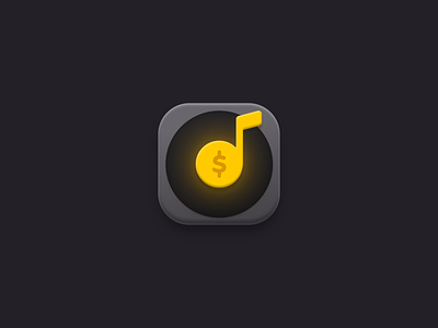 Music Icon 3d app big sur black dark darkmode icon icon design iconography icons ios logo logodesign modern music music player note popular popular shot yellow