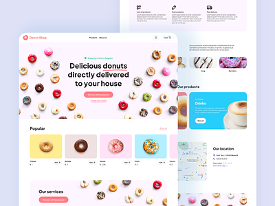 Donut shop - Homepage delivery design desktop donut food homepage interface modern order popular popular shot shop simple sweet ui ux web website
