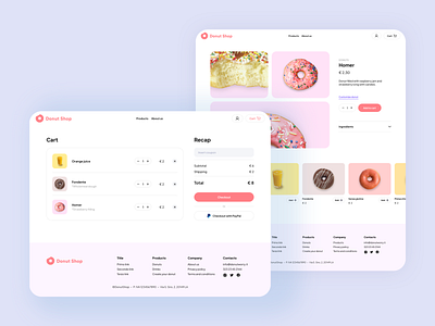 Donut shop - Cart & Product page cart checkout delivery design donut ecommerce food modern order page paypal popular popular shot product shopping simple ui ux web website