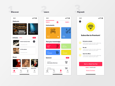 Designflows 2019 app bending spoons classical competition contest designflows home ios music paywall ui